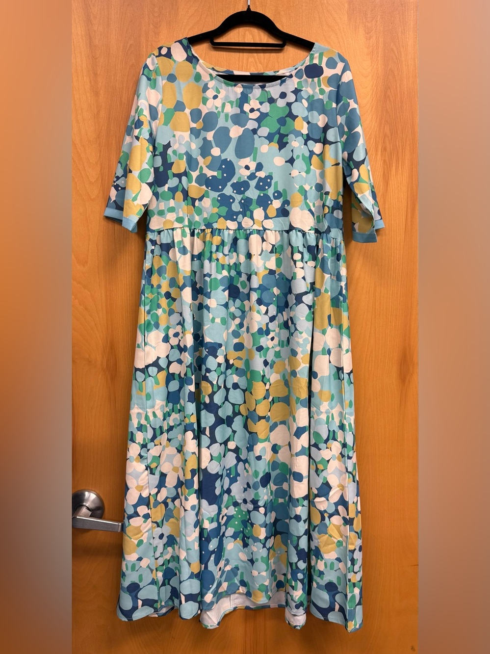 Girls' Aqua Multi-Color Printed Dress
